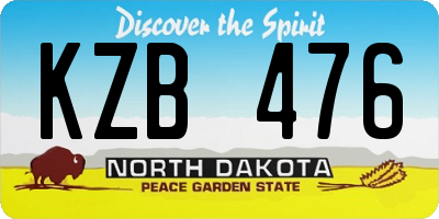 ND license plate KZB476