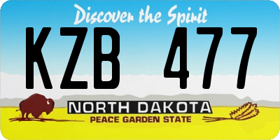 ND license plate KZB477