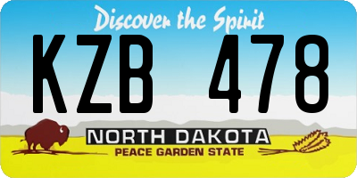 ND license plate KZB478