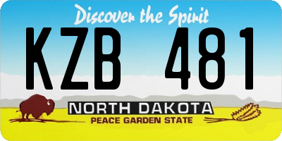 ND license plate KZB481