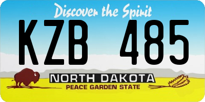 ND license plate KZB485