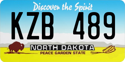 ND license plate KZB489