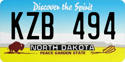 ND license plate KZB494