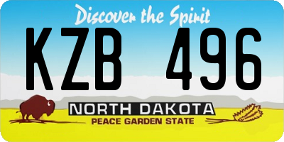 ND license plate KZB496