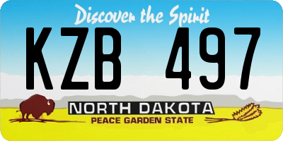 ND license plate KZB497