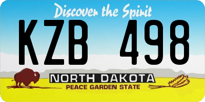 ND license plate KZB498