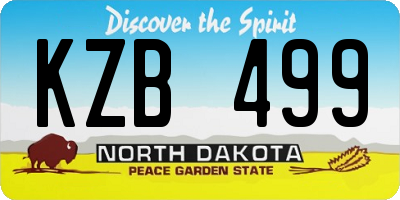 ND license plate KZB499