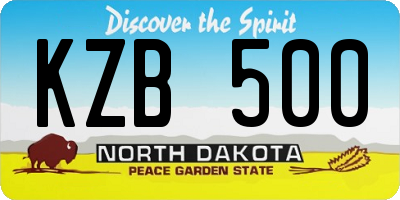 ND license plate KZB500