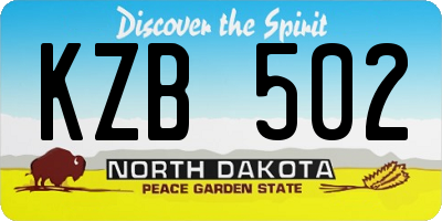 ND license plate KZB502