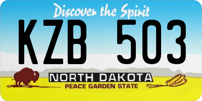 ND license plate KZB503