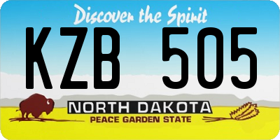 ND license plate KZB505