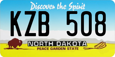ND license plate KZB508