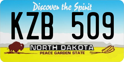 ND license plate KZB509