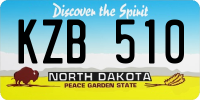 ND license plate KZB510