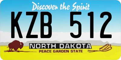 ND license plate KZB512