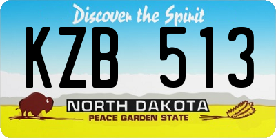 ND license plate KZB513