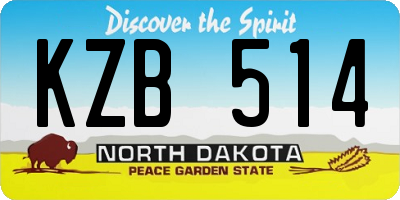 ND license plate KZB514