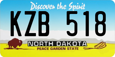 ND license plate KZB518