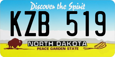 ND license plate KZB519