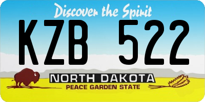 ND license plate KZB522
