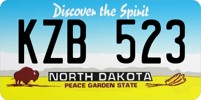 ND license plate KZB523