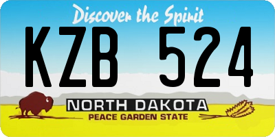 ND license plate KZB524