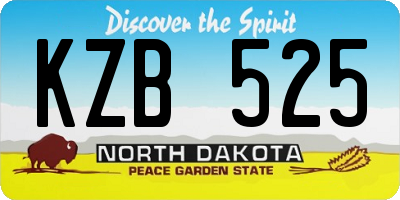 ND license plate KZB525