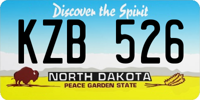 ND license plate KZB526