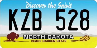 ND license plate KZB528