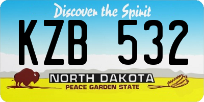 ND license plate KZB532