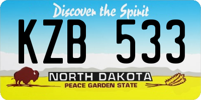 ND license plate KZB533