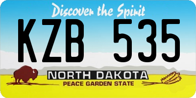 ND license plate KZB535