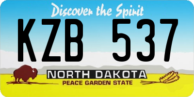 ND license plate KZB537