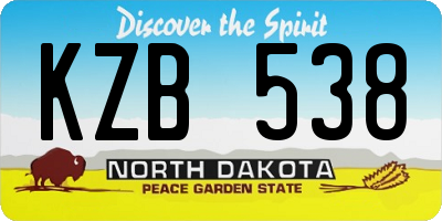 ND license plate KZB538