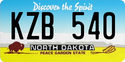 ND license plate KZB540
