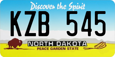 ND license plate KZB545