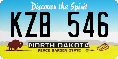 ND license plate KZB546