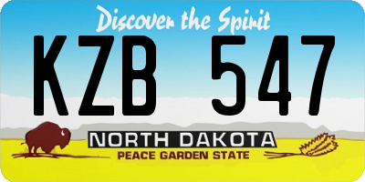 ND license plate KZB547