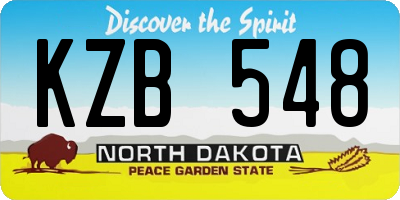 ND license plate KZB548