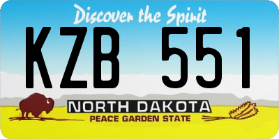 ND license plate KZB551