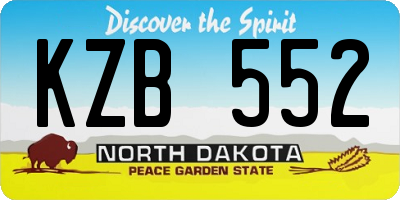 ND license plate KZB552