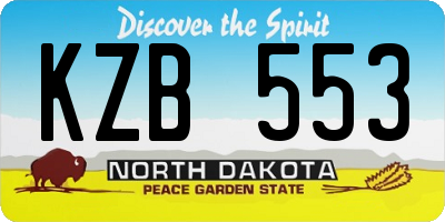 ND license plate KZB553