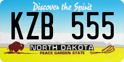 ND license plate KZB555