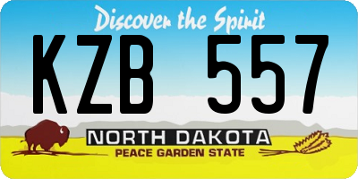 ND license plate KZB557