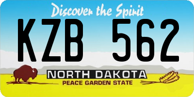 ND license plate KZB562