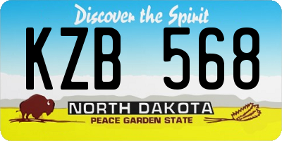 ND license plate KZB568