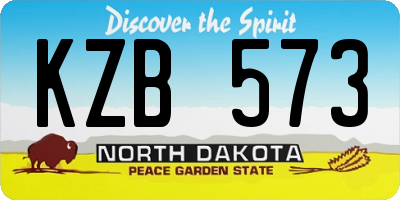 ND license plate KZB573