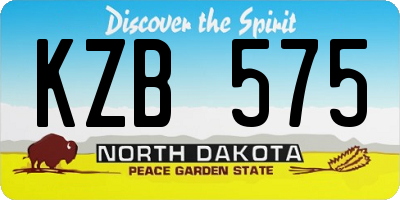 ND license plate KZB575