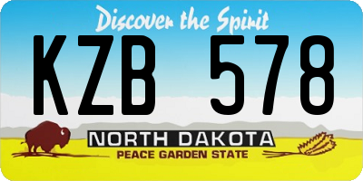 ND license plate KZB578