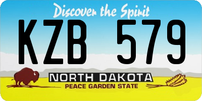 ND license plate KZB579